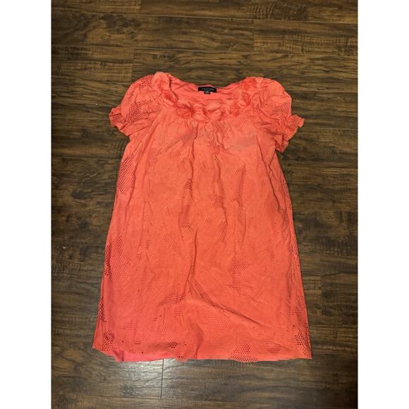 Perceptions New York Dress Sz 14 Lace Coral Short Sleeve - Picture 1 of 5